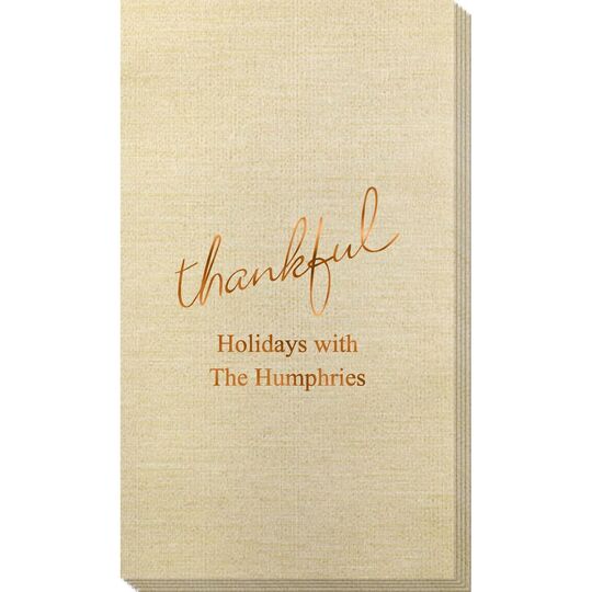 Expressive Script Thankful Bamboo Luxe Guest Towels
